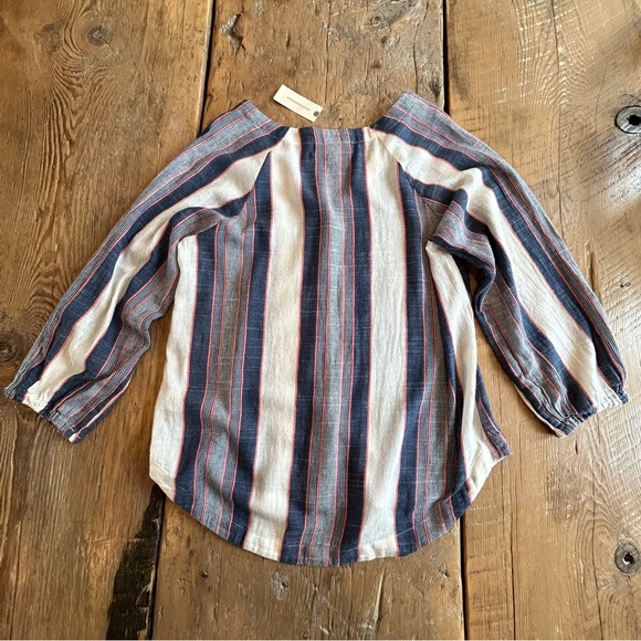 CLOTH & STONE Woven Striped Cotton Top with Buttons - Picture 4 of 6